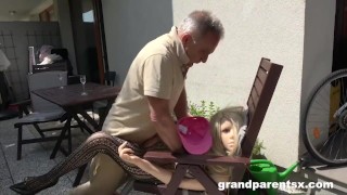 Senile Grandpa Creampies a Sex Doll